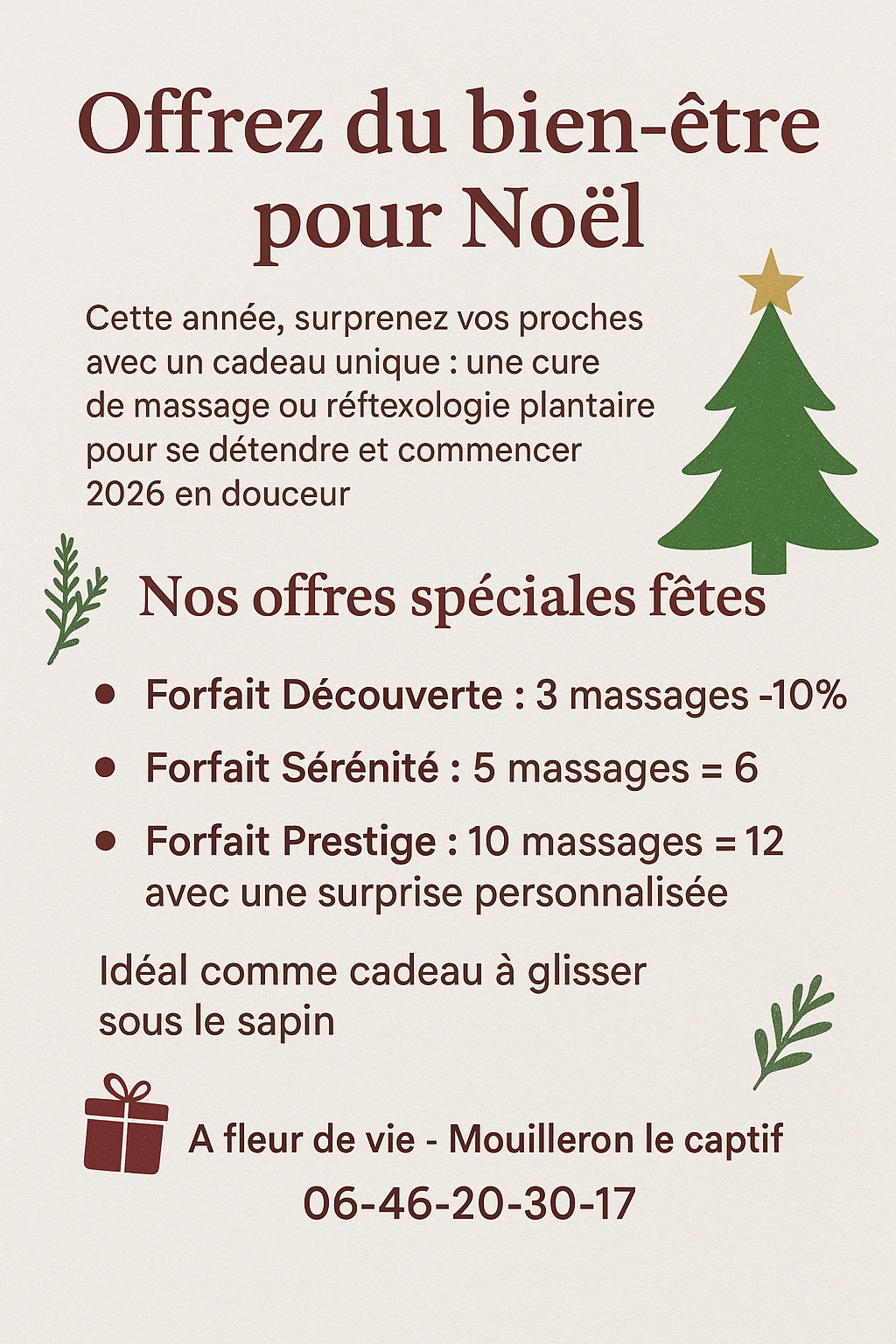 Offre Noel Offre bien-être pour Noel